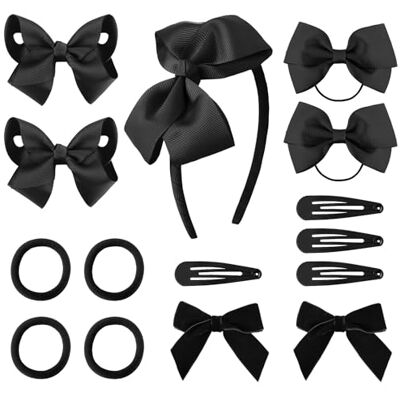 DRESHOW 15 stuks haaraccessoires voor meisjes, haarclips met strik, haarband, lintclips, strikken en elastieken voor schoolmeisjes, peuters en jongeren, verjaardagscadeau voor Kerstmis DRESHOW 15 stuks haaraccessoires voor meisjes, haarclips met strik, haarband, lintclips, strikken en elastieken voor schoolmeisjes, peuters en jongeren, verjaardagscadeau voor Kerstmis
