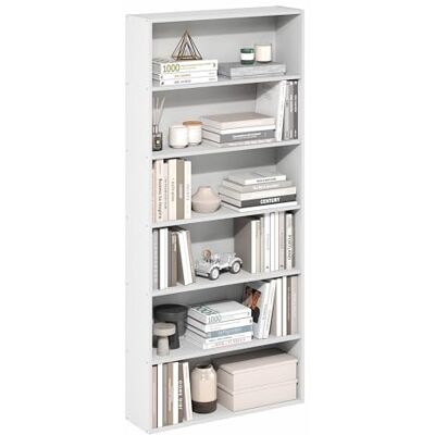 Furinno Open boekenkast met 6 basisniveaus, 16,8 x 60 x 134 cm, wit Furinno Open boekenkast met 6 basisniveaus, 16,8 x 60 x 134 cm, wit