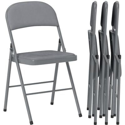 HOMCOM Set van 4 draagbare klapstoelen, belasting 120 kg, lichtgrijs HOMCOM Set van 4 draagbare klapstoelen, belasting 120 kg, lichtgrijs