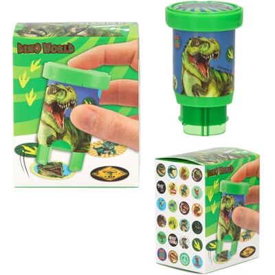 Depesche 13349 Dino World Stamper stempelset, dinosaurus-stickers, met stempel en 160 stickers, meerkleurig Depesche 13349 Dino World Stamper stempelset, dinosaurus-stickers, met stempel en 160 stickers, meerkleurig