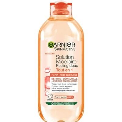Garnier Alles-in-1 Micellair Water Zachte Peeling 1% PHA & Glycolzuur Micelli & 1% PHA, reinigt make-up en peeling zacht, hypoallergeen, veganistisch, glad Garnier Alles-in-1 Micellair Water Zachte Peeling 1% PHA & Glycolzuur Micelli & 1% PHA, reinigt make-up en peeling zacht, hypoallergeen, veganistisch, glad