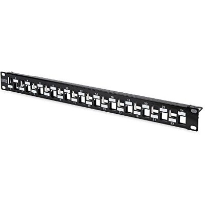 Digitus Patchpaneel, modulair, voor keystone-modules, 19 inch, 24 poorten, afgeschermd, 1U rackmontage, gestapeld, zwart Digitus Patchpaneel, modulair, voor keystone-modules, 19 inch, 24 poorten, afgeschermd, 1U rackmontage, gestapeld, zwart