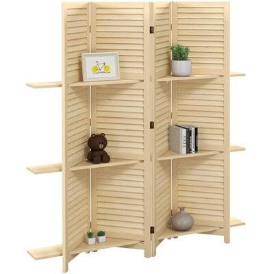 HOMCOM Windscherm voor binnen, van hout, 4 panelen, 160 x 170 cm, natuurlijk hout HOMCOM Windscherm voor binnen, van hout, 4 panelen, 160 x 170 cm, natuurlijk hout