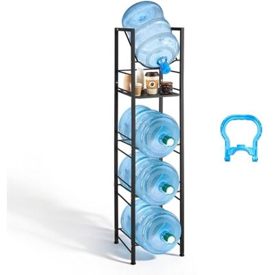 VEVOR Étagère pour bouteilles d'eau, support pour bouteilles d'eau, étagère métallique à 5 niveaux pour 4 bouteilles de 11/19 L, design anti-retournement, organisateur de rangement pour bureau cuisine VEVOR Étagère pour bouteilles d'eau, support pour bouteilles d'eau, étagère métallique à 5 niveaux pour 4 bouteilles de 11/19 L, design anti-retournement, organisateur de rangement pour bureau cuisine