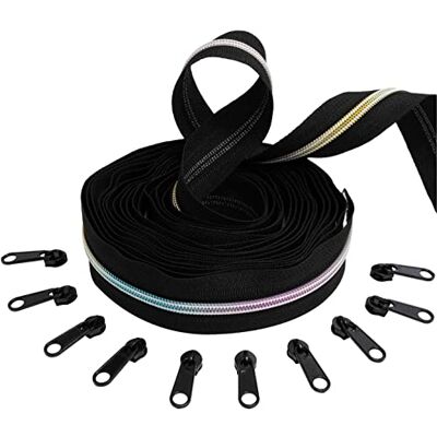 AERZETIX C62467x5-C62794x10 set spiraalritssluiting 5 m nr. 5 kleur: zwart/regenboog 10 schuifregelaars nr. 5 niet afsluitbaar kleur: zwart van nylon/metaal merceria AERZETIX C62467x5-C62794x10 set spiraalritssluiting 5 m nr. 5 kleur: zwart/regenboog 10 schuifregelaars nr. 5 niet afsluitbaar kleur: zwart van nylon/metaal merceria