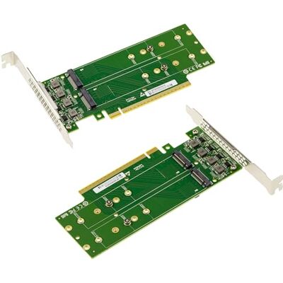 KALEA-INFORMATIQUE Carte contrôleur PCIe Gen 5.0 x16 pour 4 SSD M.2 NVMe M Key Double Face, Support Gen5 128Gbps/s par SSD KALEA-INFORMATIQUE Carte contrôleur PCIe Gen 5.0 x16 pour 4 SSD M.2 NVMe M Key Double Face, Support Gen5 128Gbps/s par SSD