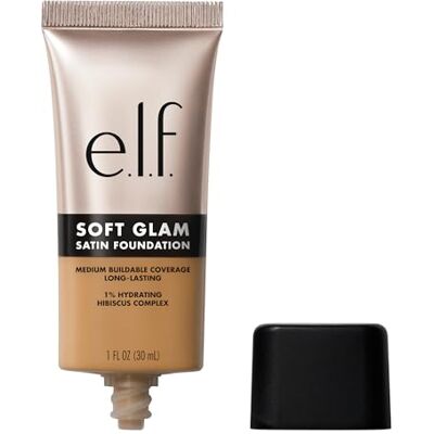e.l.f. Soft Glam Foundation: langhoudende foundation met gemiddelde dekking voor een gladde teint met een gesatineerde afwerking, veganistisch en dierproefvrij gecertificeerd, kleur 40 Tan Warm e.l.f. Soft Glam Foundation: langhoudende foundation met gemiddelde dekking voor een gladde teint met een gesatineerde afwerking, veganistisch en dierproefvrij gecertificeerd, kleur 40 Tan Warm
