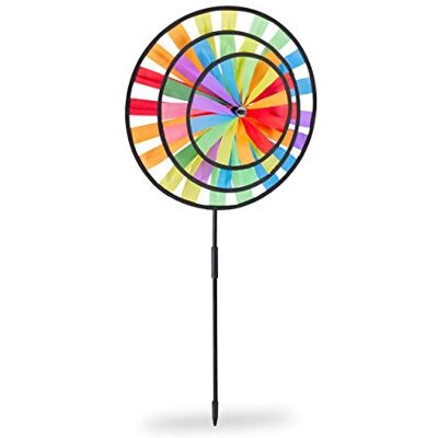 Relaxdays Regenboog windmolen, set van 2, windgong om te planten, speelgoed, tuin, balkon, H x B x D, 73,5 x 35,5 x 15 cm, kleurrijk Relaxdays Regenboog windmolen, set van 2, windgong om te planten, speelgoed, tuin, balkon, H x B x D, 73,5 x 35,5 x 15 cm, kleurrijk
