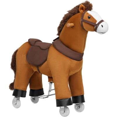 WOLTU Paard op wielen met geluidsfunctie voor kinderen vanaf 4 jaar, van hout en metaal, geschikt voor binnen en buiten, bruin WOLTU Paard op wielen met geluidsfunctie voor kinderen vanaf 4 jaar, van hout en metaal, geschikt voor binnen en buiten, bruin