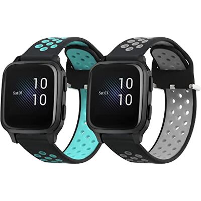 kwmobile Set van 2 sportarmbanden compatibel met Garmin Venu Sq Music/Sq 2 stuks fitnessarmband van TPU-siliconen, L, TPU en siliconen kwmobile Set van 2 sportarmbanden compatibel met Garmin Venu Sq Music/Sq 2 stuks fitnessarmband van TPU-siliconen, L, TPU en siliconen