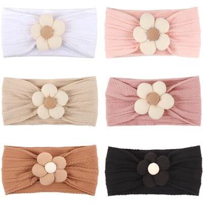 DRESHOW 6 stuks rekbare nylon haarband voor meisjes, handgemaakte haaraccessoires voor pasgeborenen, zuigelingen en peuters DRESHOW 6 stuks rekbare nylon haarband voor meisjes, handgemaakte haaraccessoires voor pasgeborenen, zuigelingen en peuters