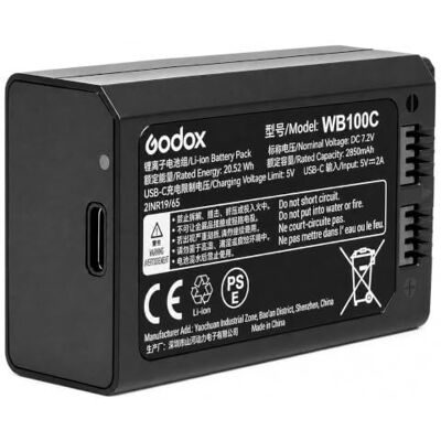 GODOX WB100C WB100C lithiumbatterij (7,2 V 2850 mAh), ingebouwde USB-C-oplaadpoort, reservebatterij voor AD100Pro AD100ProII, V1, V1Pro, V100, V850III en MF-R76 flitser GODOX WB100C WB100C lithiumbatterij (7,2 V 2850 mAh), ingebouwde USB-C-oplaadpoort, reservebatterij voor AD100Pro AD100ProII, V1, V1Pro, V100, V850III en MF-R76 flitser