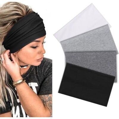 DRESHOW Haarband voor dames, sport, breed, voor yoga, elastisch, antislip, sporthoofdbanden, hardlopen, training, haarband voor meisjes, 4 stuks Eén maat DRESHOW Haarband voor dames, sport, breed, voor yoga, elastisch, antislip, sporthoofdbanden, hardlopen, training, haarband voor meisjes, 4 stuks Eén maat