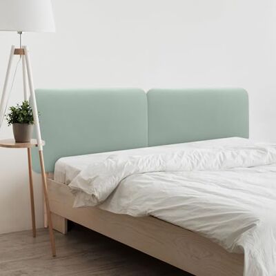 DHOME Gestoffeerd hoofdeinde, glad, afgerond, van kunstleer, met poten, akoestisch, absorberend, voor slaapkamer (watergroen, 190 cm, dubbel) DHOME Gestoffeerd hoofdeinde, glad, afgerond, van kunstleer, met poten, akoestisch, absorberend, voor slaapkamer (watergroen, 190 cm, dubbel)