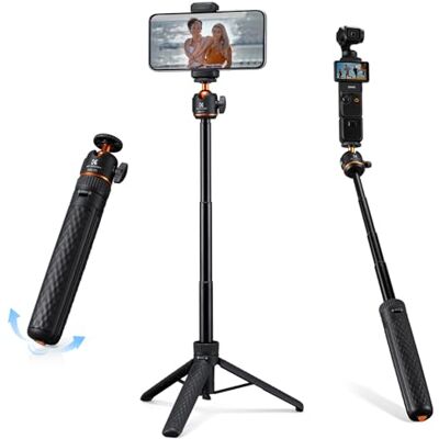 K&F CONCEPT Perche à selfie, 175 g, ultra légère, fonction de dépliage en un clic, extensible jusqu'à 65 cm, tête rotative à 360°, compatible avec les téléphones portables, Pocket 4/3 et caméras K&F CONCEPT Perche à selfie, 175 g, ultra légère, fonction de dépliage en un clic, extensible jusqu'à 65 cm, tête rotative à 360°, compatible avec les téléphones portables, Pocket 4/3 et caméras