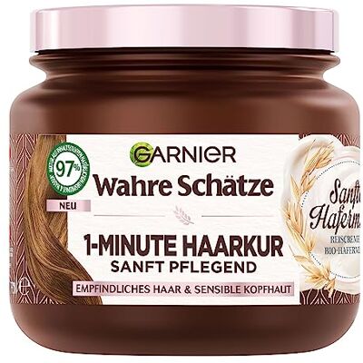 Garnier Wahre Schätze vochtinbrengende haarkuur in 1 minuut voor de gevoelige hoofdhuid, met rijstcrème en biologische havermelk voor een aangename haarervaring, veganistische formule, per stuk verpakt (1 x Garnier Wahre Schätze vochtinbrengende haarkuur in 1 minuut voor de gevoelige hoofdhuid, met rijstcrème en biologische havermelk voor een aangename haarervaring, veganistische formule, per stuk verpakt (1 x