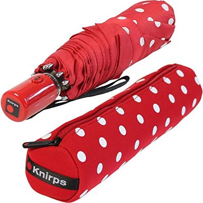 Knirps Slim Duomatic Polka Dots Zakparaplu Rood/Wit in neopreen hoes, Rood/wit in neopreen hoes, Polka Dot Knirps Slim Duomatic Polka Dots Zakparaplu Rood/Wit in neopreen hoes, Rood/wit in neopreen hoes, Polka Dot