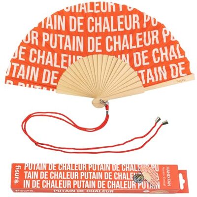 Fisura Originele houten waaier met ophanging, 42,5 x 23 cm, rood patroon, warmte, modern en grappig Fisura Originele houten waaier met ophanging, 42,5 x 23 cm, rood patroon, warmte, modern en grappig