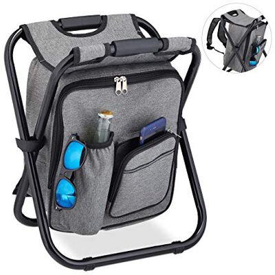 Relaxdays Campingkruk met tas, opvouwbaar, draagbaar, licht en robuust, om te dragen, polyester, 43 x 35 x 29, grijs Relaxdays Campingkruk met tas, opvouwbaar, draagbaar, licht en robuust, om te dragen, polyester, 43 x 35 x 29, grijs