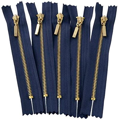 AERZETIX C61452 Set van 5 niet-scheidbare ritssluitingen 12 cm van metaal met decoratieve hanger kleur: donkerblauw slider jeans vesten lederwaren kleding korte broek AERZETIX C61452 Set van 5 niet-scheidbare ritssluitingen 12 cm van metaal met decoratieve hanger kleur: donkerblauw slider jeans vesten lederwaren kleding korte broek