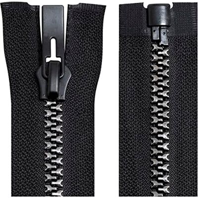 AERZETIX C64191 Set van 3 deelbare geïnjecteerde ritssluitingen nr. 8 65 cm zelfsluitende Decoratieve metalen trekker Kleur zwart en zilver Schuifnet voor kleermakerskleding naaien AERZETIX C64191 Set van 3 deelbare geïnjecteerde ritssluitingen nr. 8 65 cm zelfsluitende Decoratieve metalen trekker Kleur zwart en zilver Schuifnet voor kleermakerskleding naaien