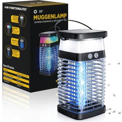 BP Elektrische muggenlamp met rooster, 4200 V, vliegenvanger en vliegenlamp, zonne-energie en USB-C, oplaadbaar, 4 modi, waterdicht, zwart BP Elektrische muggenlamp met rooster, 4200 V, vliegenvanger en vliegenlamp, zonne-energie en USB-C, oplaadbaar, 4 modi, waterdicht, zwart