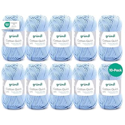 Gründl Cotton Quick Uni, voordeelverpakking 10 bollen à 50 g (duurzame wol, onderhoudsvriendelijk wasbaar garen van 100% katoen, 50 g / 125 m, naalddikte: 3 4, 10 x 50 g), hemelsblauw Gründl Cotton Quick Uni, voordeelverpakking 10 bollen à 50 g (duurzame wol, onderhoudsvriendelijk wasbaar garen van 100% katoen, 50 g / 125 m, naalddikte: 3 4, 10 x 50 g), hemelsblauw