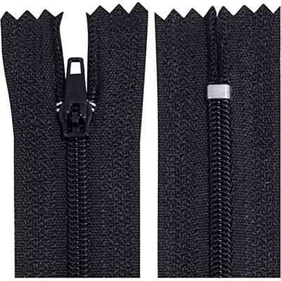 AERZETIX C63526 – set van 10 ritssluitingen met spiraalrits nr. 3, niet deelbaar, 60 cm, van nylon, zelfblokkerende metalen schuiver, kleur zwart, kleding naaien, broeken, mercerie AERZETIX C63526 – set van 10 ritssluitingen met spiraalrits nr. 3, niet deelbaar, 60 cm, van nylon, zelfblokkerende metalen schuiver, kleur zwart, kleding naaien, broeken, mercerie
