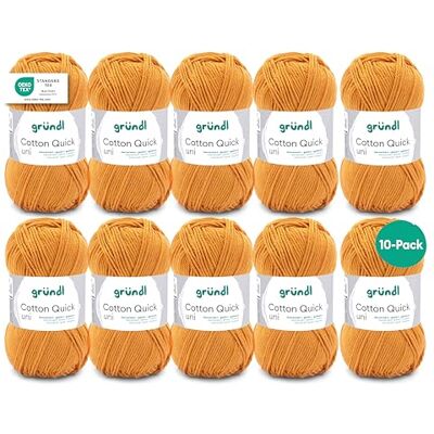 Gründl Cotton Quick Uni breigaren/haakgaren, 10 bollen à 50 g (kleurrijk garen van 100% katoen, Oeko-Tex-gecertificeerd, 50 g/125 m, naalddikte: 3 4, 10 x 50 g), mosterd Laine fine pour crochet Fil à tricoter Fil à crochet Brillant et doux pour la peau Gründl Cotton Quick Uni breigaren/haakgaren, 10 bollen à 50 g (kleurrijk garen van 100% katoen, Oeko-Tex-gecertificeerd, 50 g/125 m, naalddikte: 3 4, 10 x 50 g), mosterd Laine fine pour crochet Fil à tricoter Fil à crochet Brillant et doux pour la peau