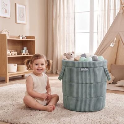 KiddyMoon panier jouets tissu côtelé rangement bébé enfant forme ronde gain de place, deux poignées transport facile, grande capacité rangement, texture côtelée décorative KiddyMoon panier jouets tissu côtelé rangement bébé enfant forme ronde gain de place, deux poignées transport facile, grande capacité rangement, texture côtelée décorative