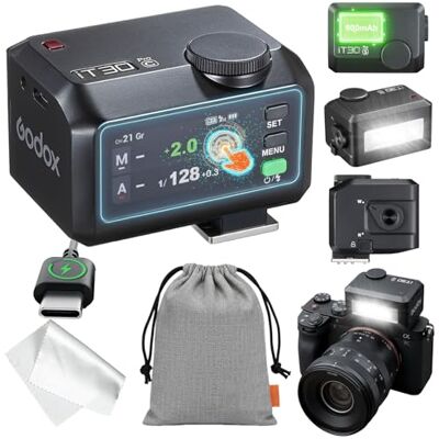 GODOX iT30Pro C Flash Camera TTL Mini, iT30 Pro C Flash Wireless 2.4G HSS 1/8000s, met touchscreen en USB-C-poort, compatibel met Canon EOS R5 R6 R7 R8 R50 RP M50 M3 enz. GODOX iT30Pro C Flash Camera TTL Mini, iT30 Pro C Flash Wireless 2.4G HSS 1/8000s, met touchscreen en USB-C-poort, compatibel met Canon EOS R5 R6 R7 R8 R50 RP M50 M3 enz.