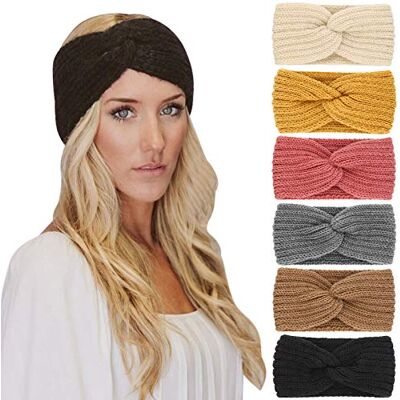 DRESHOW 6 Stuks Vrouwen Haarband Winter Hoofdband Gebreid Verwarmende Oorband Geknoopt Elastische Haarband, 4 Pack Set F-2, One Size DRESHOW 6 Stuks Vrouwen Haarband Winter Hoofdband Gebreid Verwarmende Oorband Geknoopt Elastische Haarband, 4 Pack Set F-2, One Size