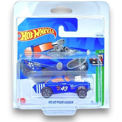 Hot Wheels Volvo P1800 Gasser HW Reverse Rake 4/5 HTB92 Korte kaart Blauw Mattel 2024-1:64 Hot Wheels Volvo P1800 Gasser HW Reverse Rake 4/5 HTB92 Korte kaart Blauw Mattel 2024-1:64
