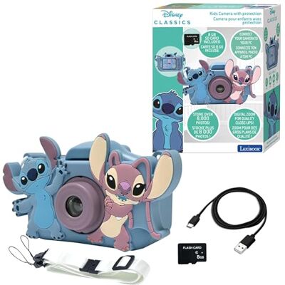 Lexibook , Disney Stitch, 4-in-1 kindercamera met bescherming, foto-, video-, MP3- en spelfuncties, 15 frames voor het personaliseren van je foto's, inclusief 8 GB geheugenkaart, DJ078DLXB Lexibook , Disney Stitch, 4-in-1 kindercamera met bescherming, foto-, video-, MP3- en spelfuncties, 15 frames voor het personaliseren van je foto's, inclusief 8 GB geheugenkaart, DJ078DLXB
