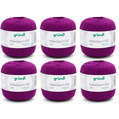 Gründl , 6 x 100 g haakgaren katoen, paars, 30 x 21 x 11 cm, 566 Gründl , 6 x 100 g haakgaren katoen, paars, 30 x 21 x 11 cm, 566