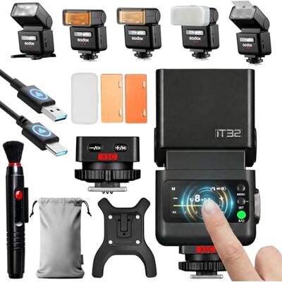 GODOX iT32 Mini Flash TTL camera met ontspanner X5-C, draadloos systeem 2.4G, HSS 1/8000s, compatibel met Canon EOS R RP R5 R6 R7 R8 R10 R100 Mark II 90D 750D M50 M3 GODOX iT32 Mini Flash TTL camera met ontspanner X5-C, draadloos systeem 2.4G, HSS 1/8000s, compatibel met Canon EOS R RP R5 R6 R7 R8 R10 R100 Mark II 90D 750D M50 M3