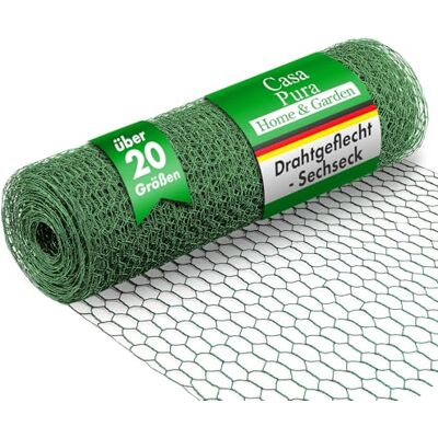 casa pura Zeshoekig draadhek voor tuin, balkon en kleine dieren, met maaswijdte van 13 mm, groene coating, vele maten, 75 cm x 25 m casa pura Zeshoekig draadhek voor tuin, balkon en kleine dieren, met maaswijdte van 13 mm, groene coating, vele maten, 75 cm x 25 m