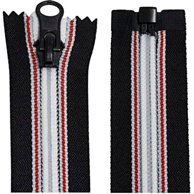 AERZETIX C64041 – set van 2 spiraalritssluitingen nr. 5 70 cm zelfblokkerend deelbaar – decoratieve metalen ritssluiting – kleur zwart wit rood – nylon net – schuifwerk AERZETIX C64041 – set van 2 spiraalritssluitingen nr. 5 70 cm zelfblokkerend deelbaar – decoratieve metalen ritssluiting – kleur zwart wit rood – nylon net – schuifwerk
