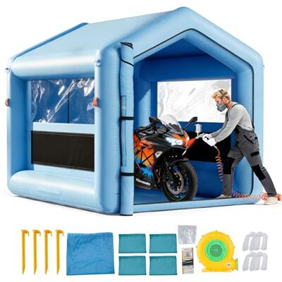 VEVOR Opblaasbare schildercabine, 3 x 2,5 x 2,5 m, schildercabinettent met 550 W ventilator, luchtfiltersysteem en transparant raam, driehoekig dak, 210D Oxford-weefsel, kleur VEVOR Opblaasbare schildercabine, 3 x 2,5 x 2,5 m, schildercabinettent met 550 W ventilator, luchtfiltersysteem en transparant raam, driehoekig dak, 210D Oxford-weefsel, kleur