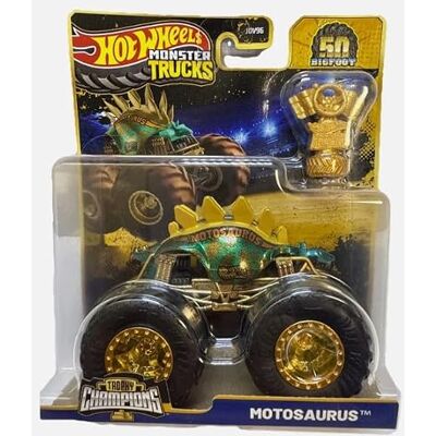 Hot Wheels Monster Trucks Trophy Champions Motosaurus Diecast voertuig 1/64 schaal Hot Wheels Monster Trucks Trophy Champions Motosaurus Diecast voertuig 1/64 schaal