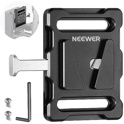 NEEWER Mini-batterijplaat met V-montage met 6,35 mm schroefdraad en snelontgrendelingsknop, compatibel met FXLION Sony, V Mount batterijen en 15 mm slangklemmen, PS005 NEEWER Mini-batterijplaat met V-montage met 6,35 mm schroefdraad en snelontgrendelingsknop, compatibel met FXLION Sony, V Mount batterijen en 15 mm slangklemmen, PS005