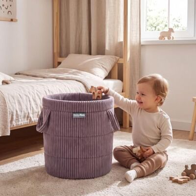 KiddyMoon panier jouets tissu côtelé rangement bébé enfant forme ronde gain de place, deux poignées transport facile, grande capacité rangement, texture côtelée décorative KiddyMoon panier jouets tissu côtelé rangement bébé enfant forme ronde gain de place, deux poignées transport facile, grande capacité rangement, texture côtelée décorative