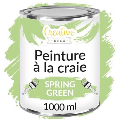 Creative Krijtverf lentegroen, 1 liter, mat en afwasbaar, houtverf, meubelverf voor hout, ideaal voor het renoveren van meubels, groen, leisteen krijt, muurverf Creative Krijtverf lentegroen, 1 liter, mat en afwasbaar, houtverf, meubelverf voor hout, ideaal voor het renoveren van meubels, groen, leisteen krijt, muurverf