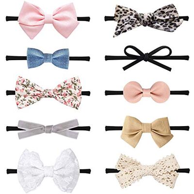DRESHOW 10 stuks haarlintjes voor baby‘s, voor meisjes, haaraccessoires, kinderen, tulband, haarband Eén maat DRESHOW 10 stuks haarlintjes voor baby‘s, voor meisjes, haaraccessoires, kinderen, tulband, haarband Eén maat