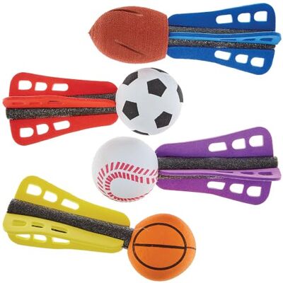 Baker Ross FN539 Sportieve raketballen van schuimrubber, set van 4, anti-stress speelgoed voor kinderen, cadeaus voor verrassingszakjes Baker Ross FN539 Sportieve raketballen van schuimrubber, set van 4, anti-stress speelgoed voor kinderen, cadeaus voor verrassingszakjes