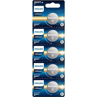 Philips CR2477 lithiumknoopcellen, 3 V, 5 stuks Philips CR2477 lithiumknoopcellen, 3 V, 5 stuks