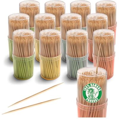 com-four ® 1440 tandenstokers van bamboehout, 6 cm, hygiënestokjes snacks finger food en cocktails tweepuntige prikker com-four ® 1440 tandenstokers van bamboehout, 6 cm, hygiënestokjes snacks finger food en cocktails tweepuntige prikker