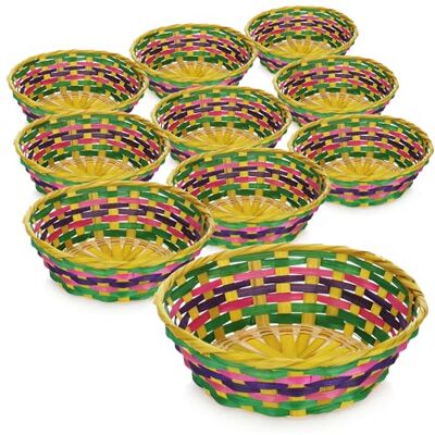 com-four ® 10 x raffia manden in heldere kleuren voor decoratie com-four ® 10 x raffia manden in heldere kleuren voor decoratie