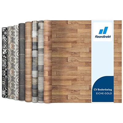 Floordirekt Vloerbedekking CV-houtlook pvc-vloer in vele designs per meter antislip en onderhoudsvriendelijk vinylvloer (200 x 200 cm, Atlantic gouden eik 609L) Floordirekt Vloerbedekking CV-houtlook pvc-vloer in vele designs per meter antislip en onderhoudsvriendelijk vinylvloer (200 x 200 cm, Atlantic gouden eik 609L)