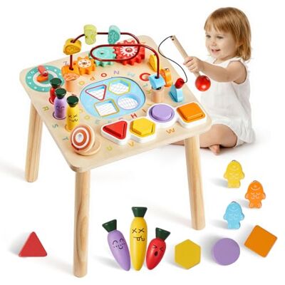 VEVOR Interactieve multifunctionele tafel voor kleine kinderen, houten bureau voor educatieve activiteiten voor meisjes van 6 tot 36 maanden, multifunctionele schaalbare tafel, 320 x 320 x 465 mm VEVOR Interactieve multifunctionele tafel voor kleine kinderen, houten bureau voor educatieve activiteiten voor meisjes van 6 tot 36 maanden, multifunctionele schaalbare tafel, 320 x 320 x 465 mm
